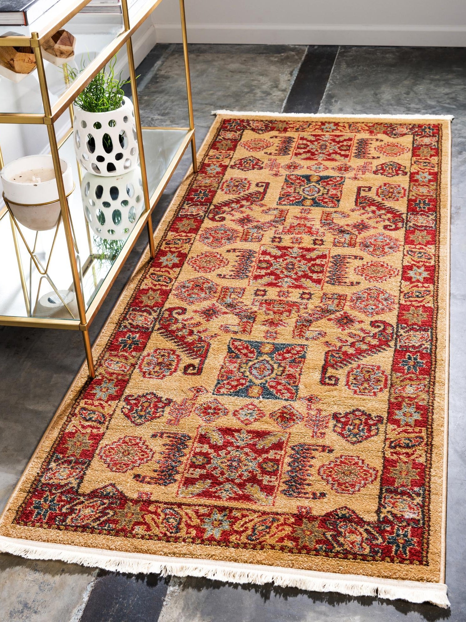 Beige 2' x 6' 2 Sahand Runner Area Rug Affordable Easy Clean Traditional Design Durable Carpet for Home Interior Design Living Room Dining Office for Sale at Rug Engine