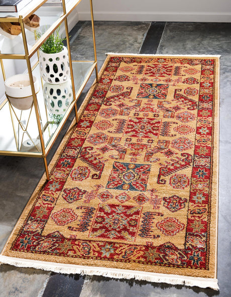 Beige 2' x 6' 2 Sahand Runner Area Rug Affordable Easy Clean Traditional Design Durable Carpet for Home Interior Design Living Room Dining Office for Sale at Rug Engine