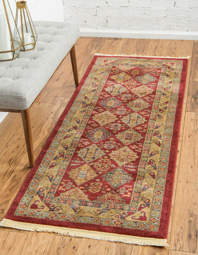 Red 2' x 6' 1 Sahand Runner Area Rug Affordable Easy Clean Traditional Design Durable Carpet for Home Interior Design Living Room Dining Office for Sale at Rug Engine