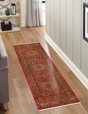 Red 2' 7 x 10' Sahand Runner Area Rug Affordable Easy Clean Traditional Design Durable Carpet for Home Interior Design Living Room Dining Office for Sale at Rug Engine