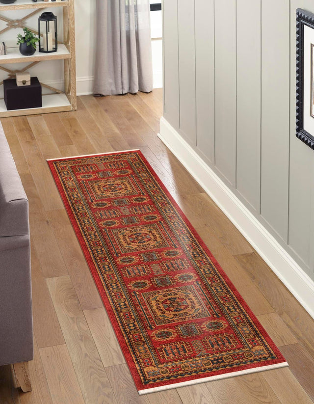 Red 2' x 6' 1 Sahand Runner Area Rug Affordable Easy Clean Traditional Design Durable Carpet for Home Interior Design Living Room Dining Office for Sale at Rug Engine