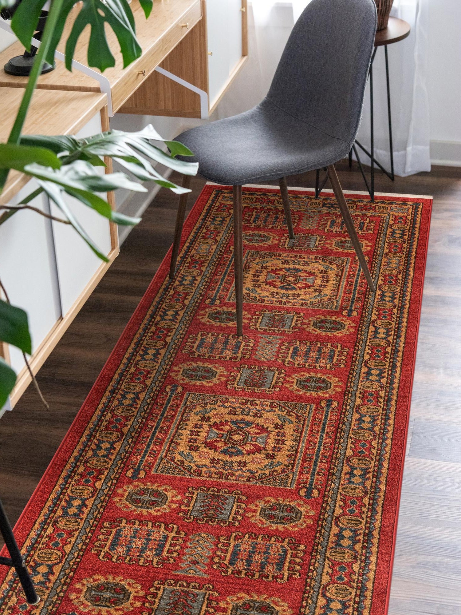 Red 2' x 6' 1 Sahand Runner Area Rug Affordable Easy Clean Traditional Design Durable Carpet for Home Interior Design Living Room Dining Office for Sale at Rug Engine