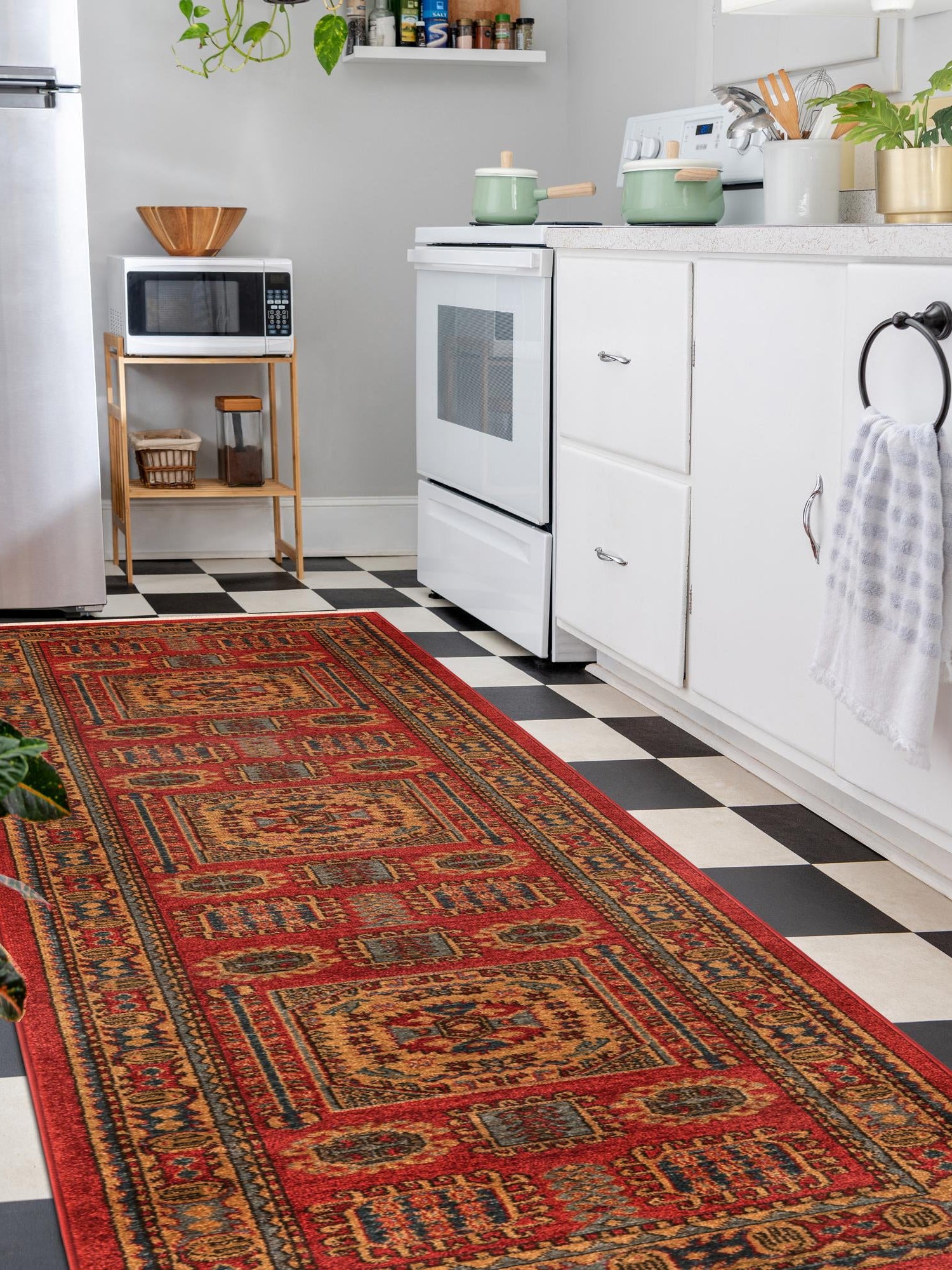Red 2' 7 x 10' Sahand Runner Area Rug Affordable Easy Clean Traditional Design Durable Carpet for Home Interior Design Living Room Dining Office for Sale at Rug Engine