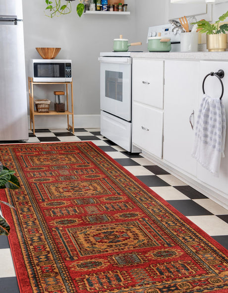 Red 2' 7 x 10' Sahand Runner Area Rug Affordable Easy Clean Traditional Design Durable Carpet for Home Interior Design Living Room Dining Office for Sale at Rug Engine