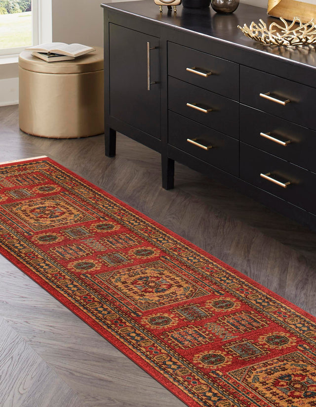 Red 2' x 6' 1 Sahand Runner Area Rug Affordable Easy Clean Traditional Design Durable Carpet for Home Interior Design Living Room Dining Office for Sale at Rug Engine