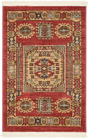 Red 2' x 3' 1 Sahand Rectangle Area Rug Affordable Easy Clean Traditional Design Durable Carpet for Home Interior Design Living Room Dining Office for Sale at Rug Engine