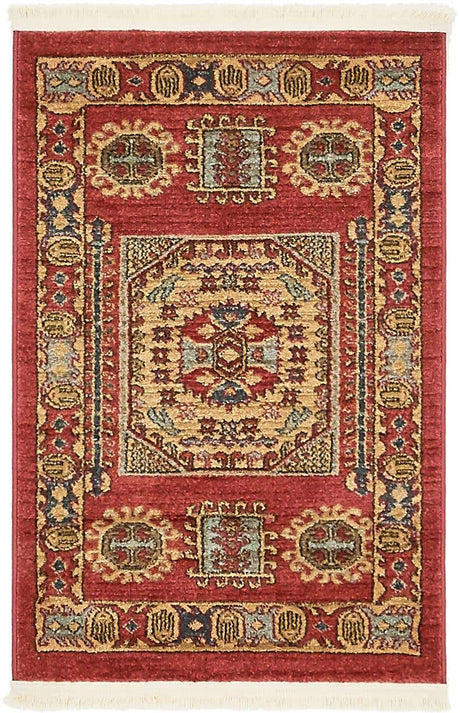 Red 2' x 3' 1 Sahand Rectangle Area Rug Affordable Easy Clean Traditional Design Durable Carpet for Home Interior Design Living Room Dining Office for Sale at Rug Engine