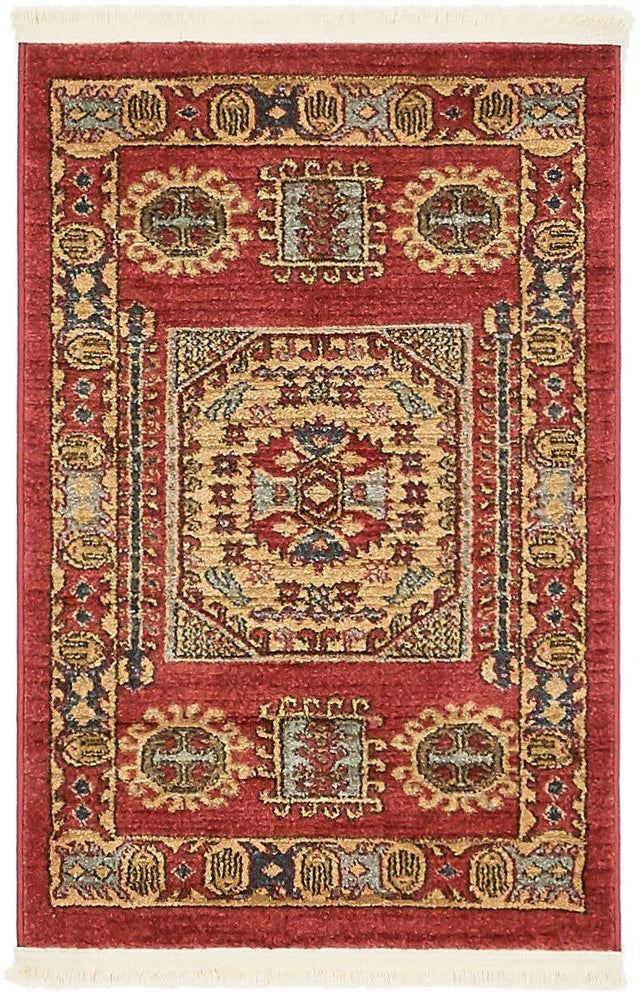 Red 2' x 3' 1 Sahand Rectangle Area Rug Affordable Easy Clean Traditional Design Durable Carpet for Home Interior Design Living Room Dining Office for Sale at Rug Engine