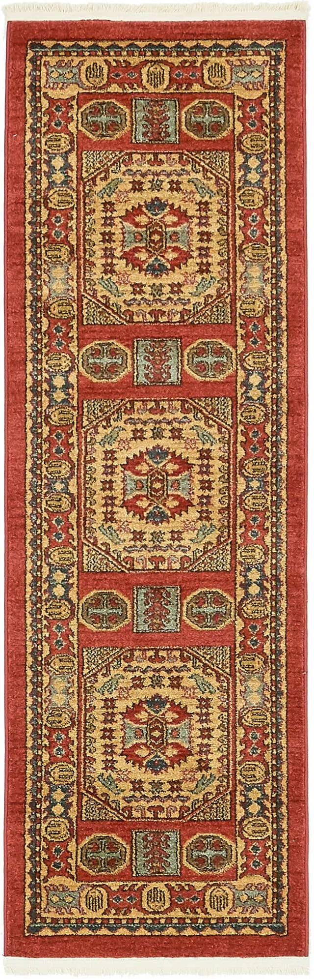 Red 2' x 6' 1 Sahand Runner Area Rug Affordable Easy Clean Traditional Design Durable Carpet for Home Interior Design Living Room Dining Office for Sale at Rug Engine