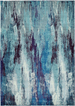 Blue 7' 1 x 10' Jardin Rectangle Area Rug 100% Polypropylene With Cotton Backing Colorful & Vivid Modern Carpet for Home Decor for Sale at Rug Engine