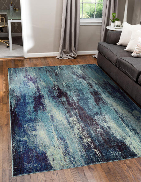 Blue 9' x 12' 2 Jardin Rectangle Area Rug 100% Polypropylene With Cotton Backing Colorful & Vivid Modern Carpet for Home Decor for Sale at Rug Engine