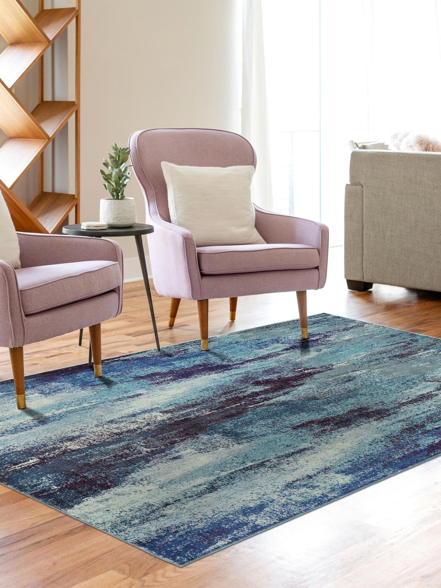 Blue 7' 1 x 10' Jardin Rectangle Area Rug 100% Polypropylene With Cotton Backing Colorful & Vivid Modern Carpet for Home Decor for Sale at Rug Engine