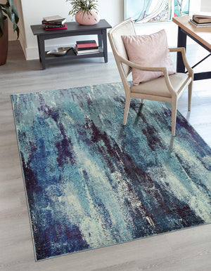 Blue 5' 1 x 8' Jardin Rectangle Area Rug 100% Polypropylene With Cotton Backing Colorful & Vivid Modern Carpet for Home Decor for Sale at Rug Engine
