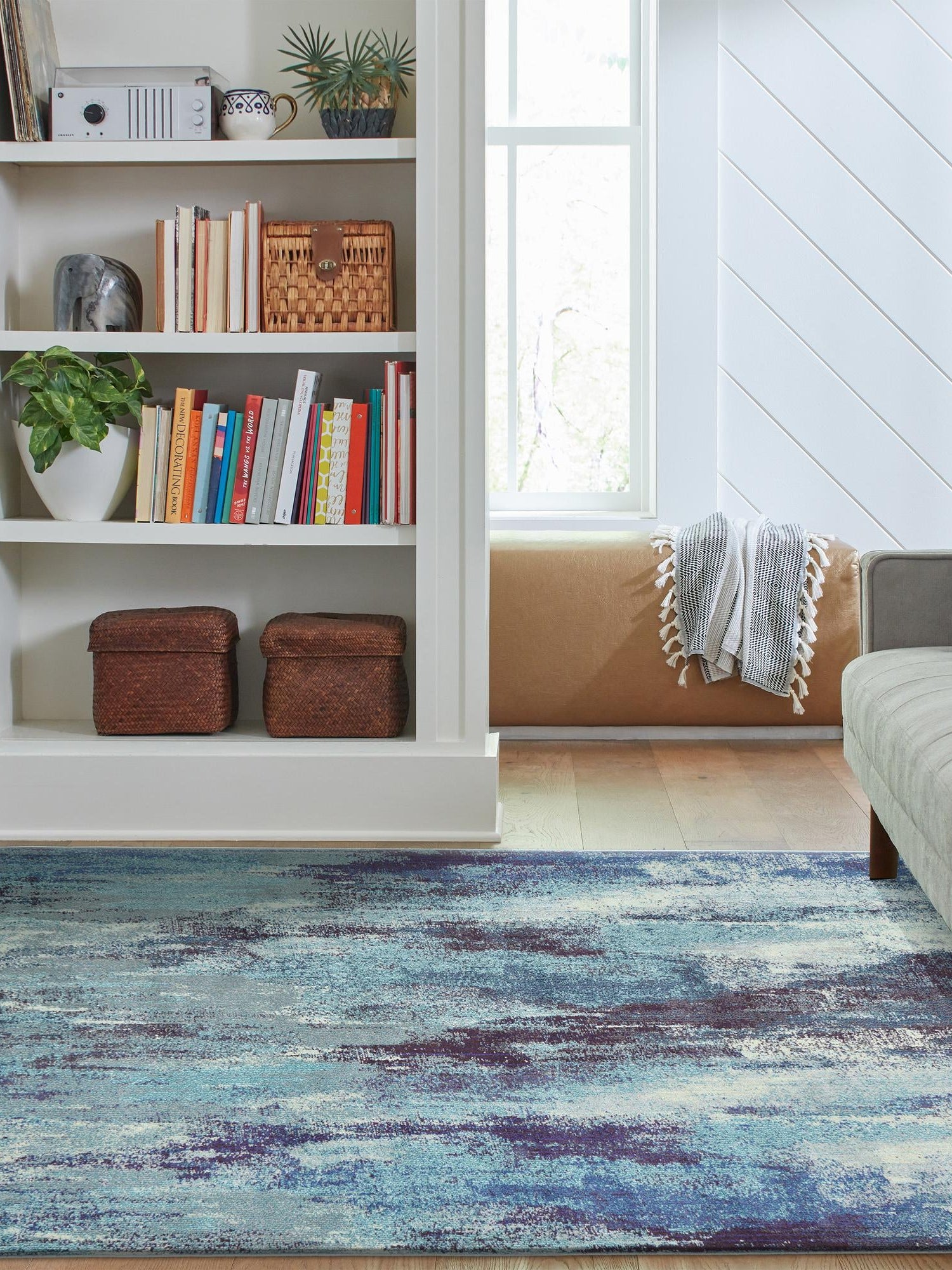 Blue 3' 3 x 5' 3 Jardin Rectangle Area Rug 100% Polypropylene With Cotton Backing Colorful & Vivid Modern Carpet for Home Decor for Sale at Rug Engine