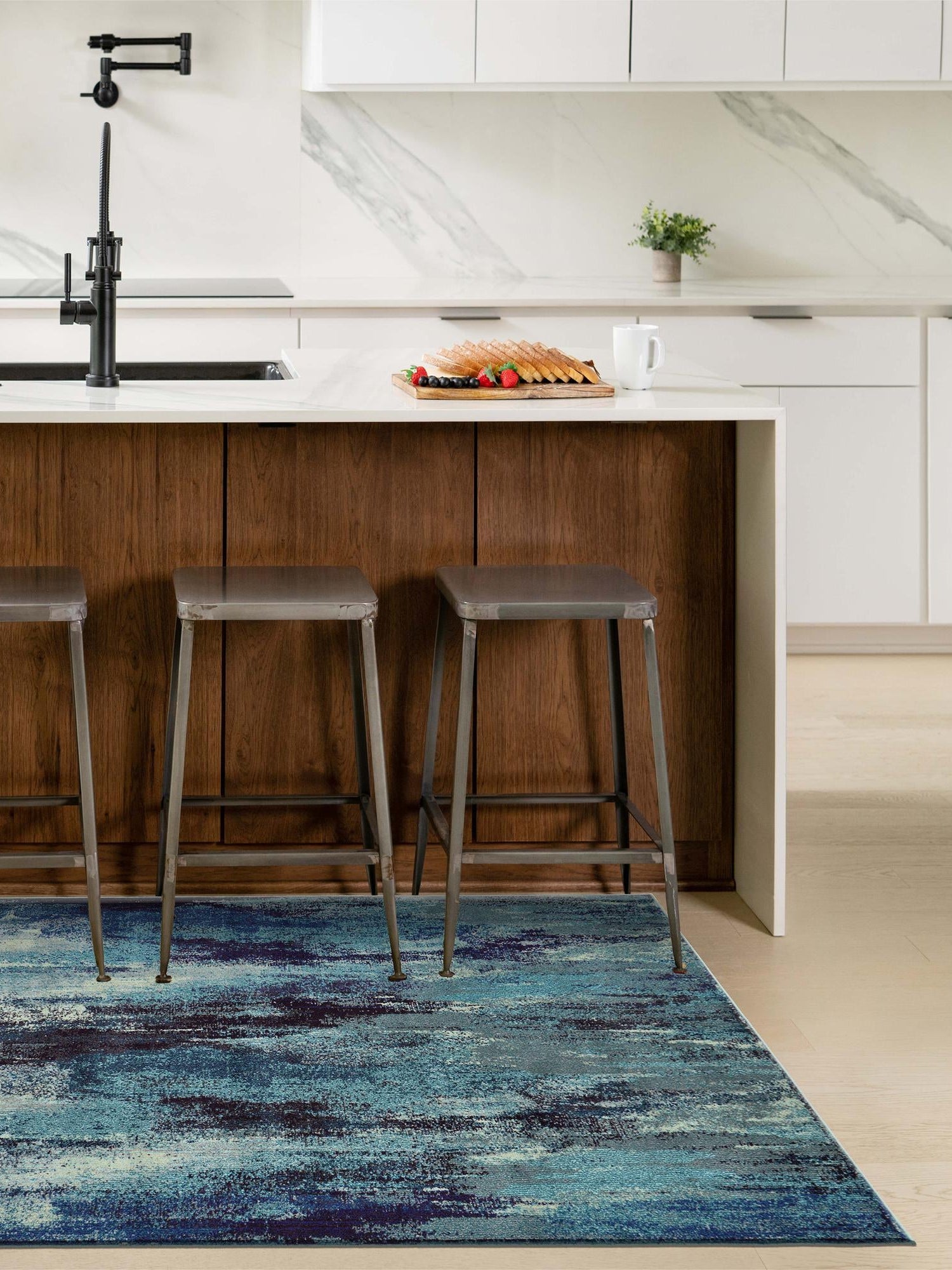 Blue 9' x 12' 2 Jardin Rectangle Area Rug 100% Polypropylene With Cotton Backing Colorful & Vivid Modern Carpet for Home Decor for Sale at Rug Engine