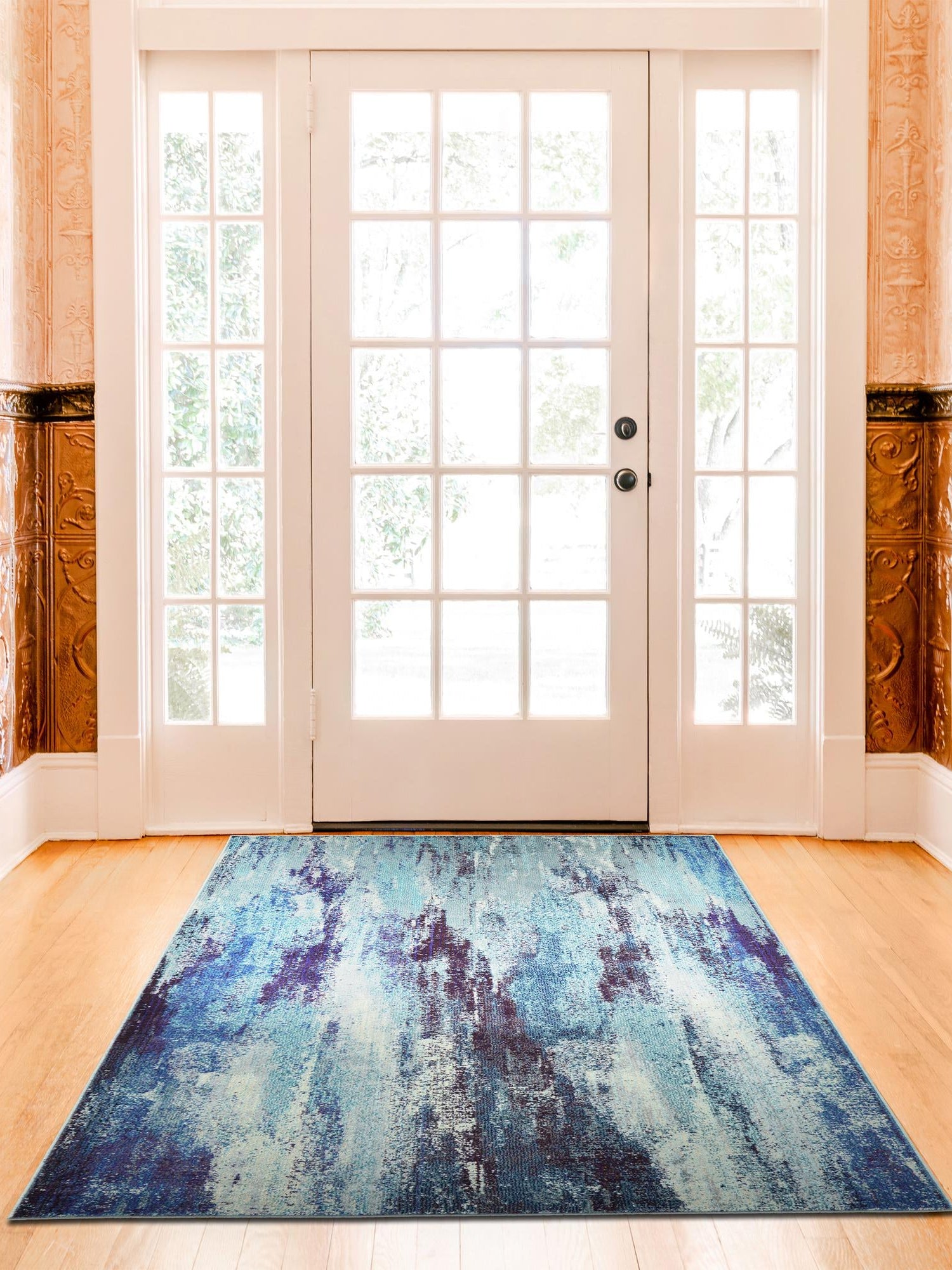 Blue 9' x 12' 2 Jardin Rectangle Area Rug 100% Polypropylene With Cotton Backing Colorful & Vivid Modern Carpet for Home Decor for Sale at Rug Engine