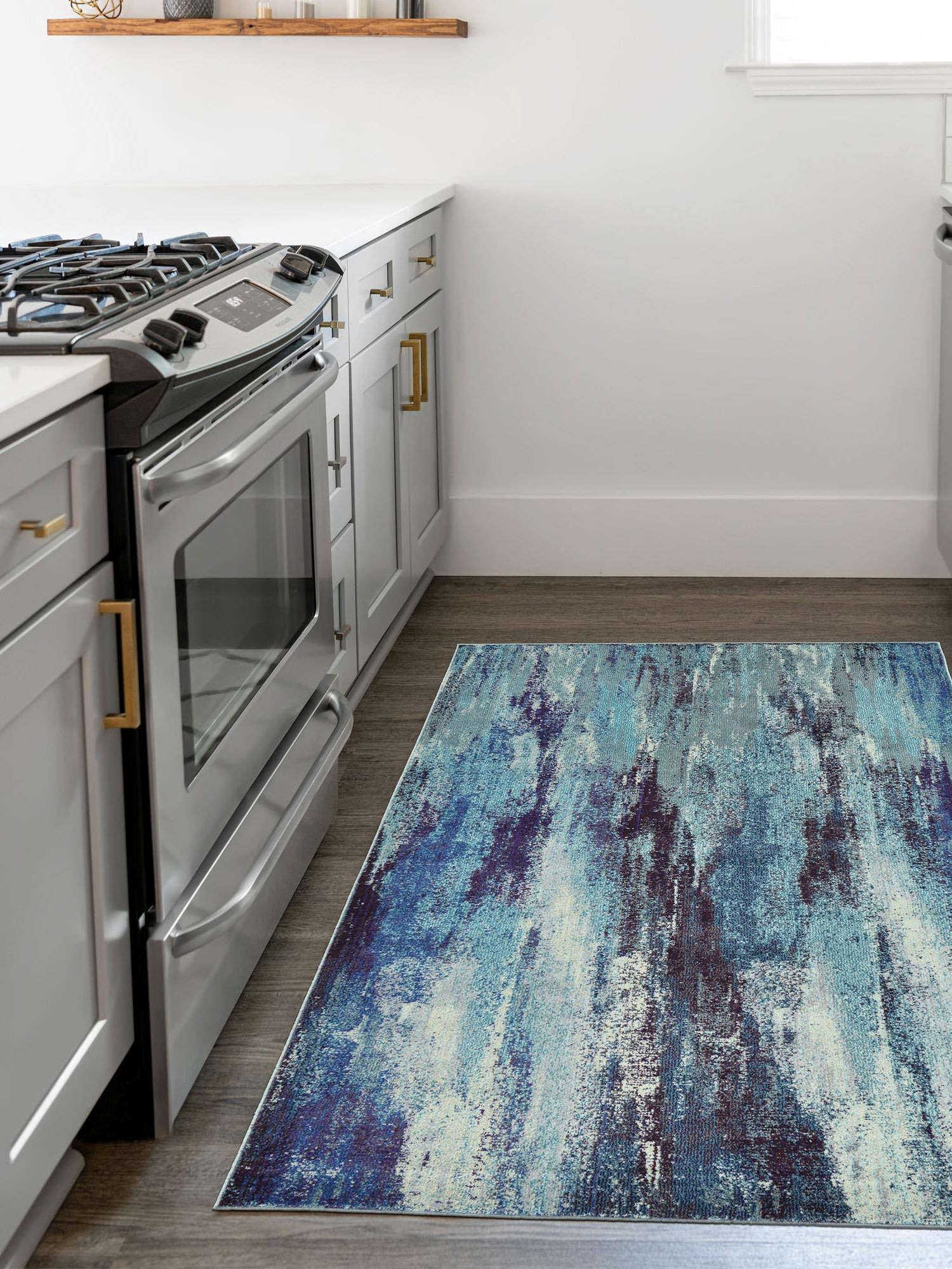 Blue 8' x 11' 4 Jardin Rectangle Area Rug 100% Polypropylene With Cotton Backing Colorful & Vivid Modern Carpet for Home Decor for Sale at Rug Engine