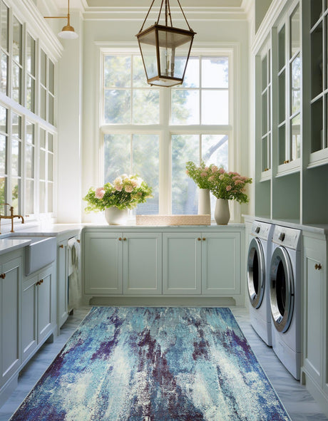 Blue 2' 2 x 3' 1 Jardin Rectangle Area Rug 100% Polypropylene With Cotton Backing Colorful & Vivid Modern Carpet for Home Decor for Sale at Rug Engine