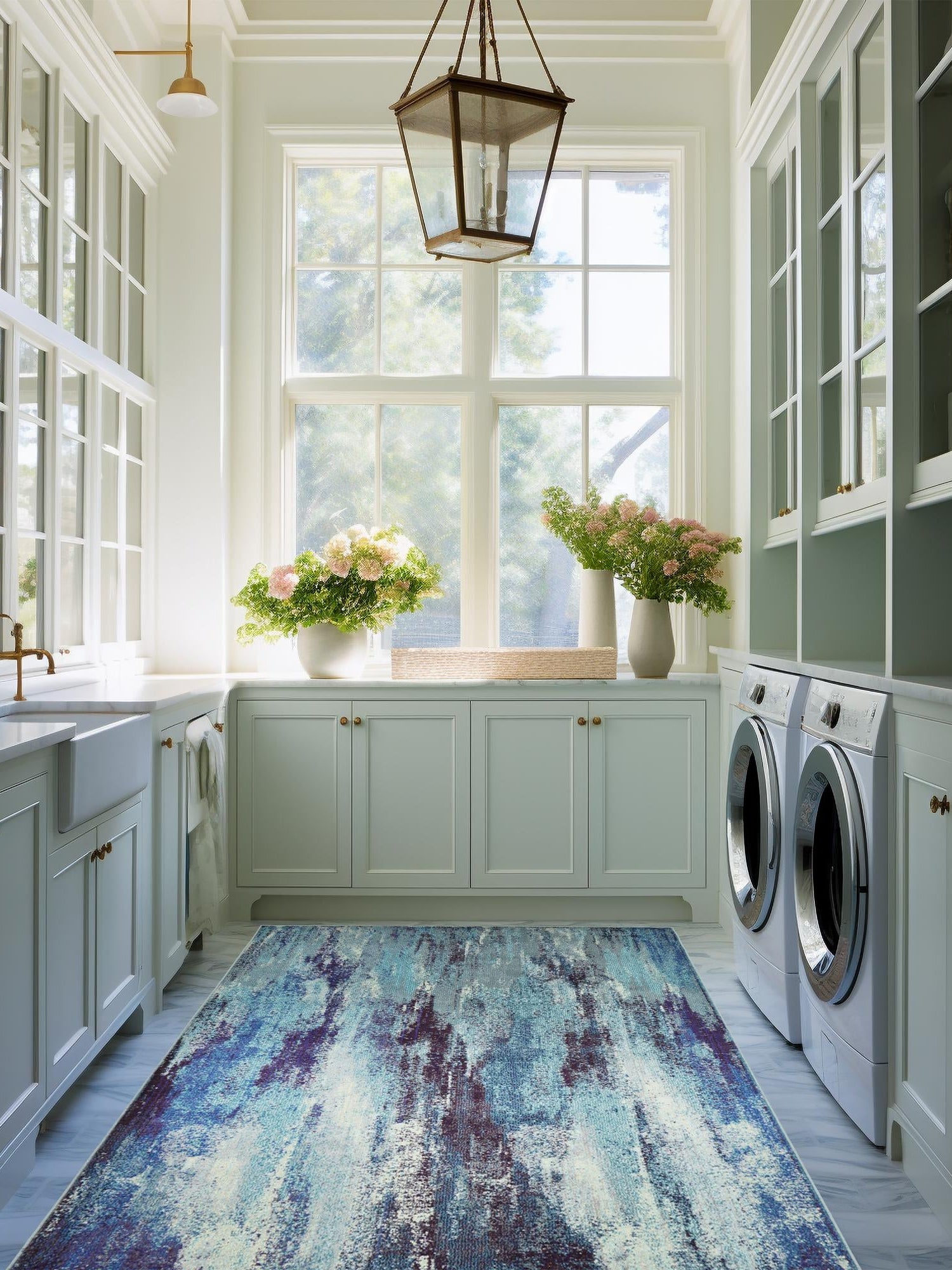 Blue 8' x 11' 4 Jardin Rectangle Area Rug 100% Polypropylene With Cotton Backing Colorful & Vivid Modern Carpet for Home Decor for Sale at Rug Engine