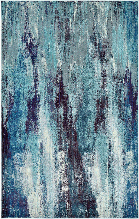 Blue 5' 1 x 8' Jardin Rectangle Area Rug 100% Polypropylene With Cotton Backing Colorful & Vivid Modern Carpet for Home Decor for Sale at Rug Engine