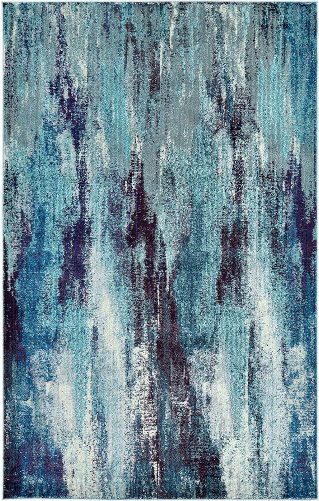 Blue 5' 1 x 8' Jardin Rectangle Area Rug 100% Polypropylene With Cotton Backing Colorful & Vivid Modern Carpet for Home Decor for Sale at Rug Engine