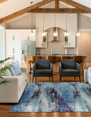 Blue 5' 3 x 5' 3 Jardin Square Area Rug 100% Polypropylene With Cotton Backing Colorful & Vivid Modern Carpet for Home Decor for Sale at Rug Engine