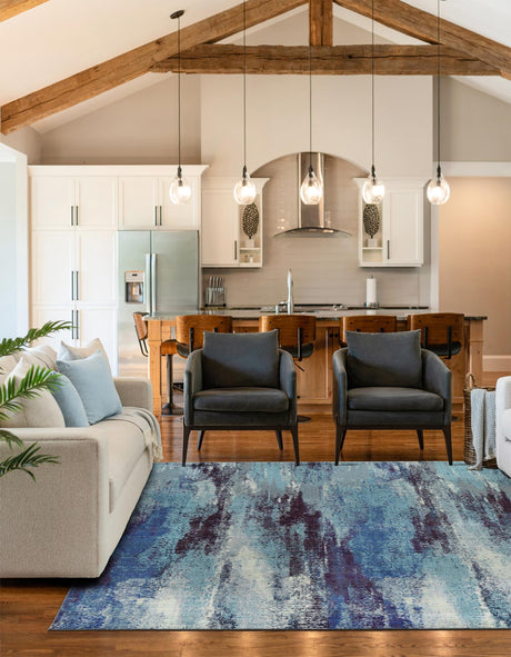 Blue 8' x 8' Jardin Square Area Rug 100% Polypropylene With Cotton Backing Colorful & Vivid Modern Carpet for Home Decor for Sale at Rug Engine