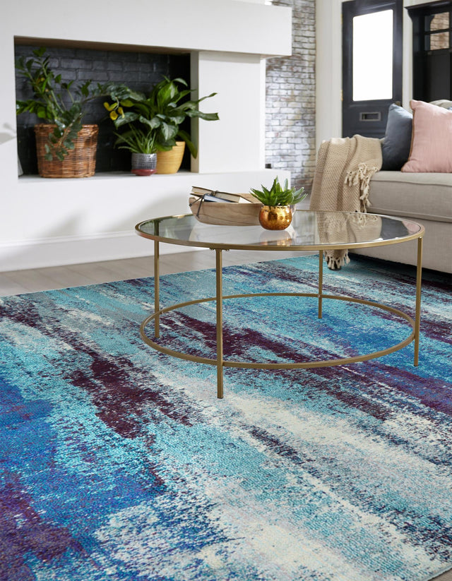 Blue 5' 3 x 5' 3 Jardin Square Area Rug 100% Polypropylene With Cotton Backing Colorful & Vivid Modern Carpet for Home Decor for Sale at Rug Engine