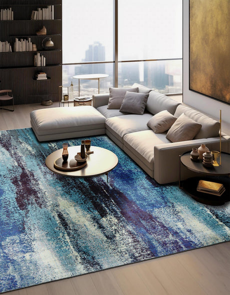Blue 8' x 8' Jardin Square Area Rug 100% Polypropylene With Cotton Backing Colorful & Vivid Modern Carpet for Home Decor for Sale at Rug Engine