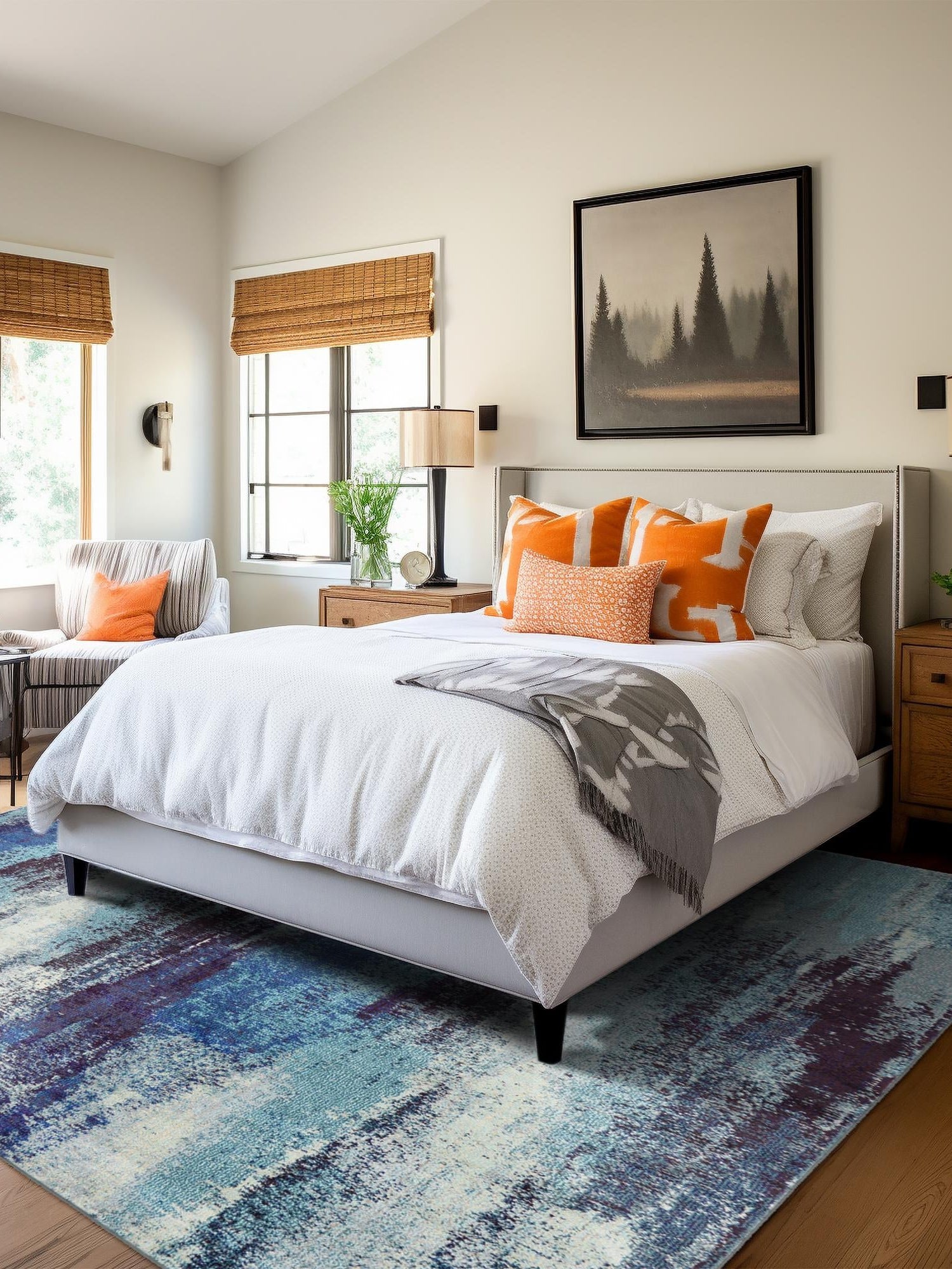 Blue 8' x 8' Jardin Square Area Rug 100% Polypropylene With Cotton Backing Colorful & Vivid Modern Carpet for Home Decor for Sale at Rug Engine