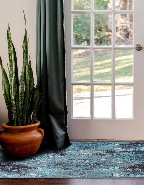 Blue 2' x 8' Jardin Runner Area Rug 100% Polypropylene With Cotton Backing Colorful & Vivid Modern Carpet for Home Decor for Sale at Rug Engine