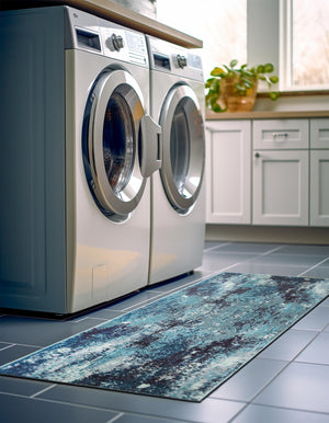 Blue 2' x 8' Jardin Runner Area Rug 100% Polypropylene With Cotton Backing Colorful & Vivid Modern Carpet for Home Decor for Sale at Rug Engine