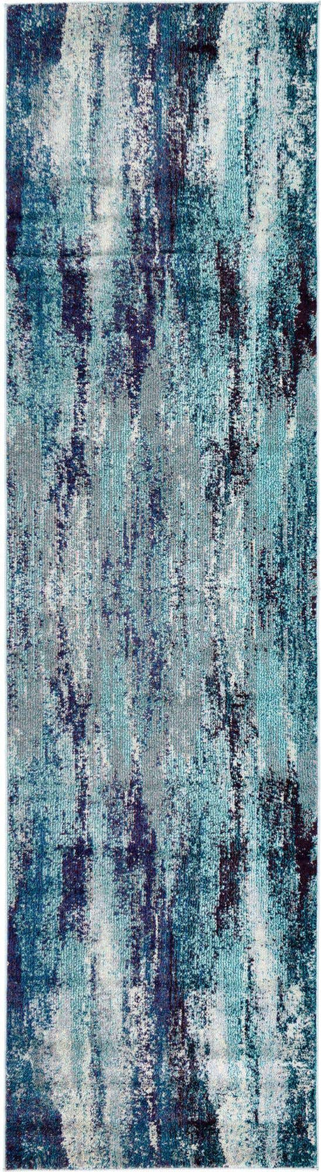 Blue 2' 7 x 10' Jardin Runner Area Rug 100% Polypropylene With Cotton Backing Colorful & Vivid Modern Carpet for Home Decor for Sale at Rug Engine