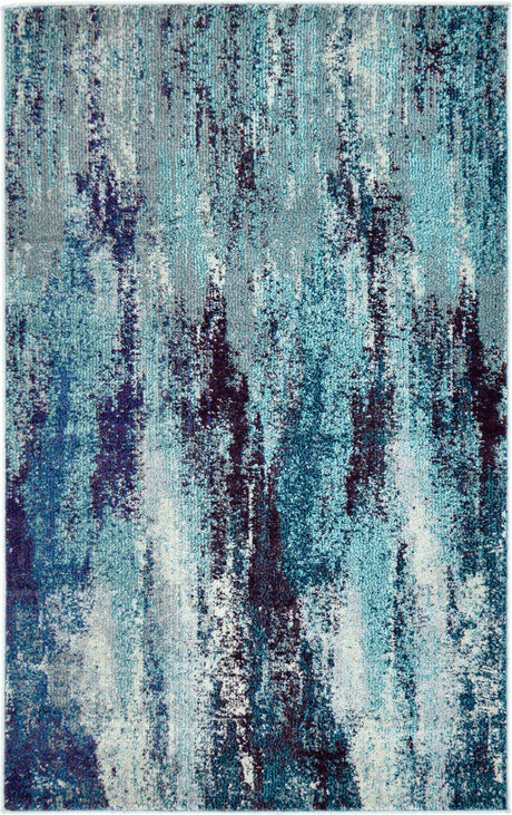 Blue 3' 3 x 5' 3 Jardin Rectangle Area Rug 100% Polypropylene With Cotton Backing Colorful & Vivid Modern Carpet for Home Decor for Sale at Rug Engine