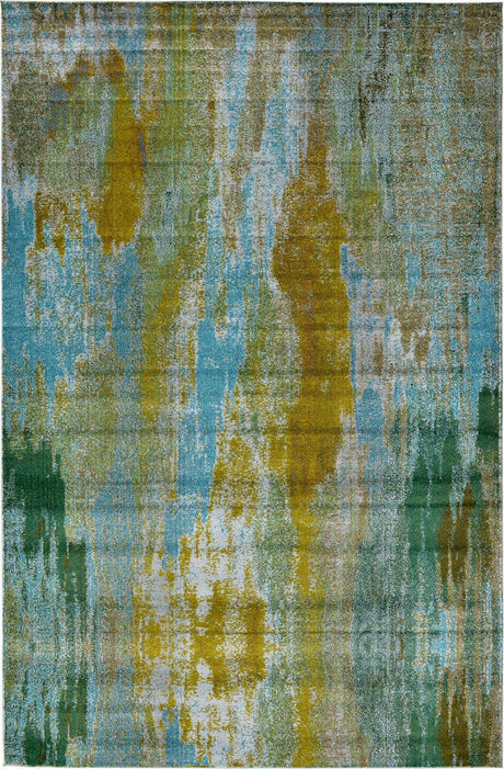 Turquoise 10' 6 x 16' 5 Jardin Rectangle Area Rug 100% Polypropylene With Cotton Backing Colorful & Vivid Modern Carpet for Home Decor for Sale at Rug Engine