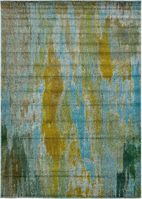 Turquoise 7' 1 x 10' Jardin Rectangle Area Rug 100% Polypropylene With Cotton Backing Colorful & Vivid Modern Carpet for Home Decor for Sale at Rug Engine