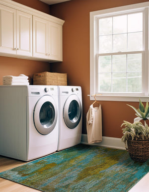 Turquoise 2' 2 x 3' 1 Jardin Rectangle Area Rug 100% Polypropylene With Cotton Backing Colorful & Vivid Modern Carpet for Home Decor for Sale at Rug Engine