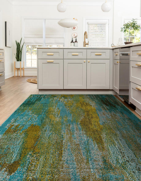 Turquoise 10' x 13' 1 Jardin Rectangle Area Rug 100% Polypropylene With Cotton Backing Colorful & Vivid Modern Carpet for Home Decor for Sale at Rug Engine