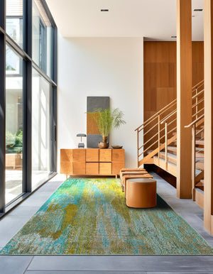 Turquoise 8' x 11' 4 Jardin Rectangle Area Rug 100% Polypropylene With Cotton Backing Colorful & Vivid Modern Carpet for Home Decor for Sale at Rug Engine