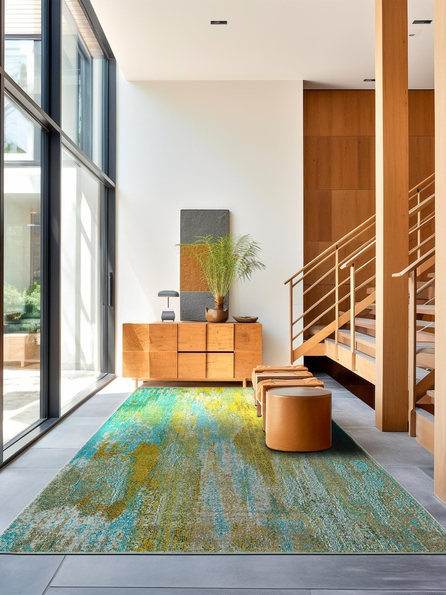 Turquoise 8' x 10' Jardin Rectangle Area Rug 100% Polypropylene With Cotton Backing Colorful & Vivid Modern Carpet for Home Decor for Sale at Rug Engine