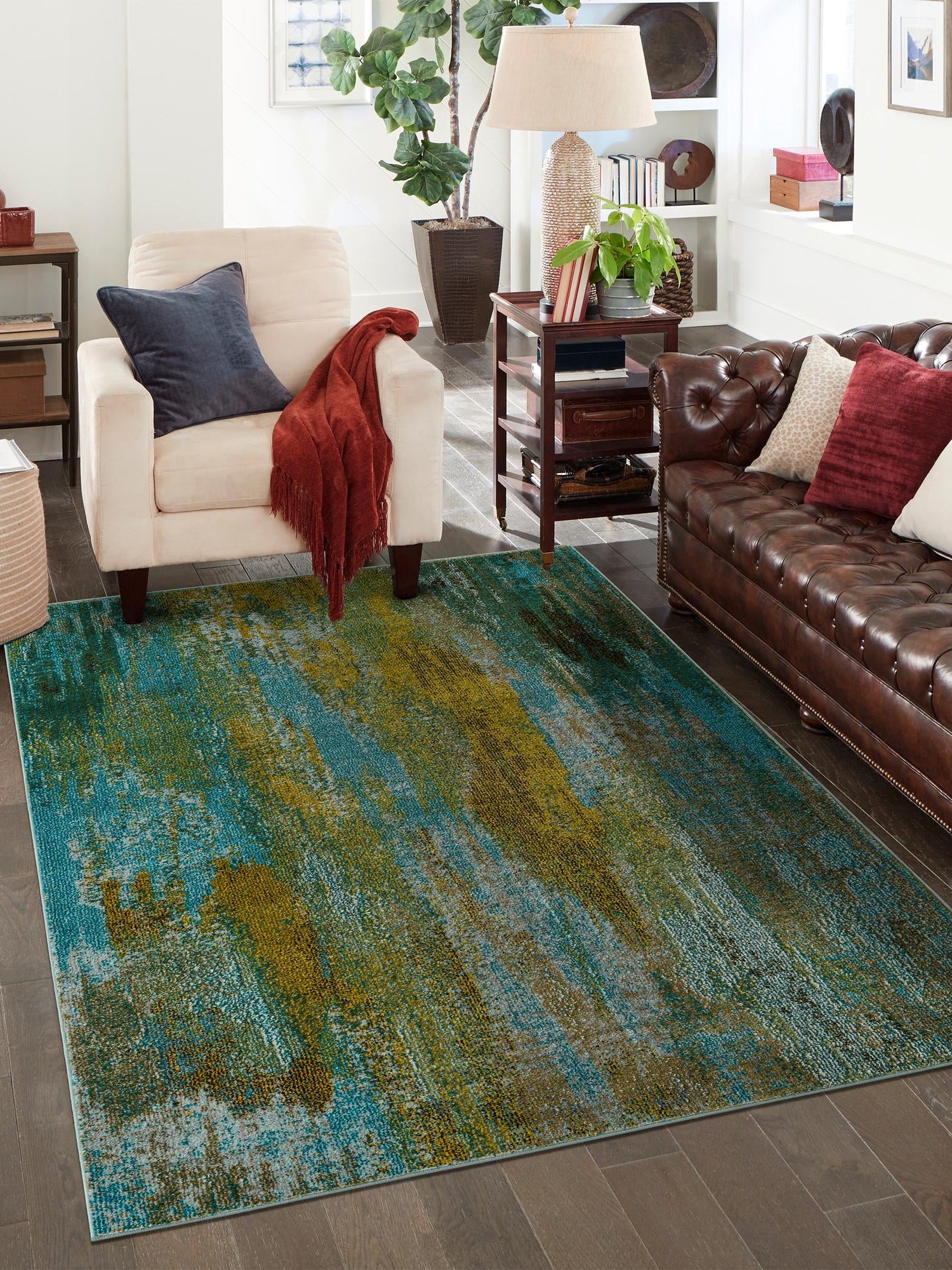Turquoise 9' x 12' 2 Jardin Rectangle Area Rug 100% Polypropylene With Cotton Backing Colorful & Vivid Modern Carpet for Home Decor for Sale at Rug Engine