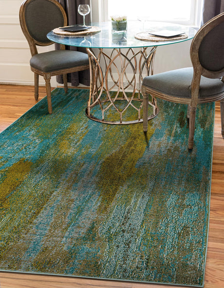 Turquoise 8' x 10' Jardin Rectangle Area Rug 100% Polypropylene With Cotton Backing Colorful & Vivid Modern Carpet for Home Decor for Sale at Rug Engine