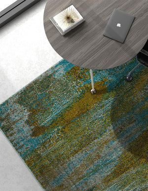 Turquoise 8' x 10' Jardin Rectangle Area Rug 100% Polypropylene With Cotton Backing Colorful & Vivid Modern Carpet for Home Decor for Sale at Rug Engine