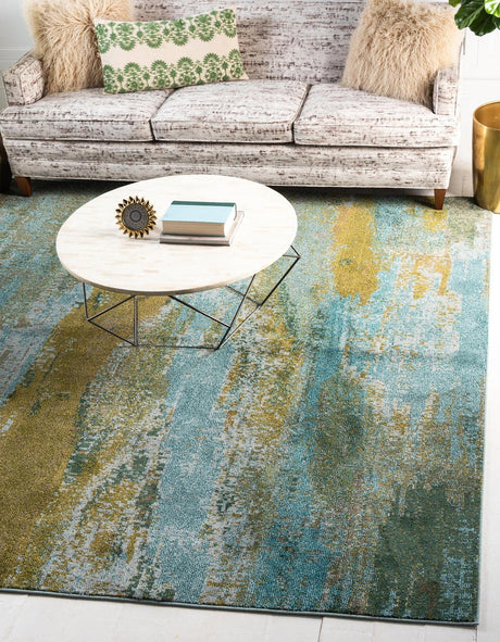 Turquoise 8' x 8' Jardin Square Area Rug 100% Polypropylene With Cotton Backing Colorful & Vivid Modern Carpet for Home Decor for Sale at Rug Engine