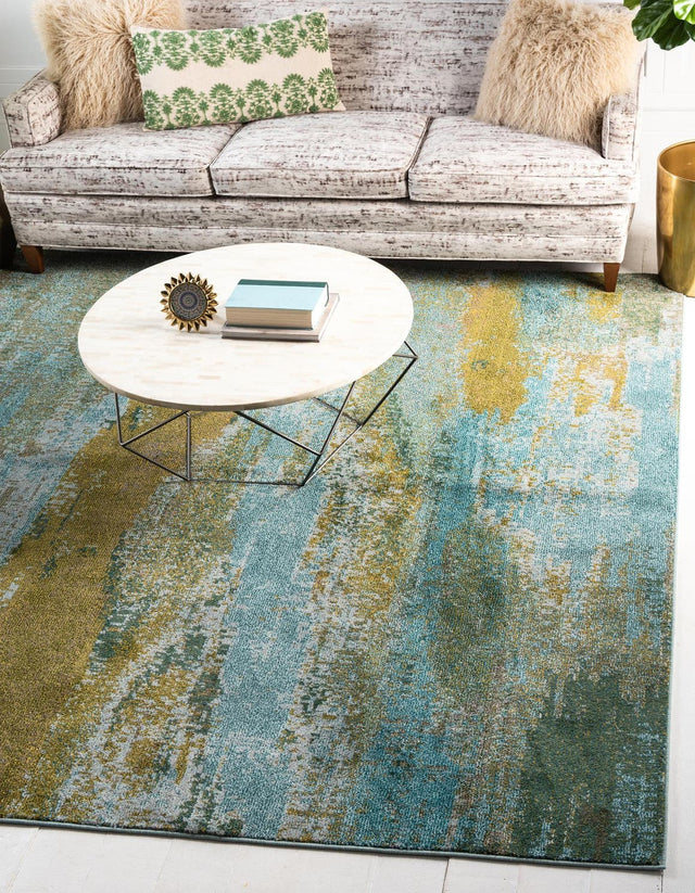 Turquoise 8' x 8' Jardin Square Area Rug 100% Polypropylene With Cotton Backing Colorful & Vivid Modern Carpet for Home Decor for Sale at Rug Engine