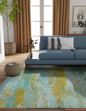 Turquoise 8' x 8' Jardin Square Area Rug 100% Polypropylene With Cotton Backing Colorful & Vivid Modern Carpet for Home Decor for Sale at Rug Engine