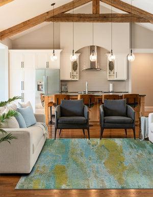 Turquoise 8' x 8' Jardin Square Area Rug 100% Polypropylene With Cotton Backing Colorful & Vivid Modern Carpet for Home Decor for Sale at Rug Engine