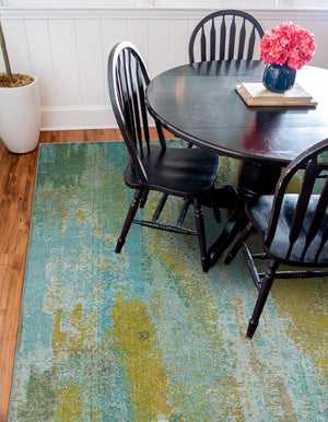 Turquoise 8' x 8' Jardin Square Area Rug 100% Polypropylene With Cotton Backing Colorful & Vivid Modern Carpet for Home Decor for Sale at Rug Engine