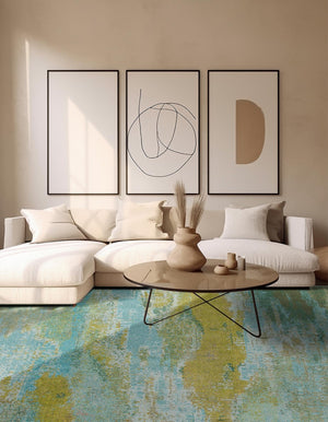 Turquoise 8' x 8' Jardin Square Area Rug 100% Polypropylene With Cotton Backing Colorful & Vivid Modern Carpet for Home Decor for Sale at Rug Engine