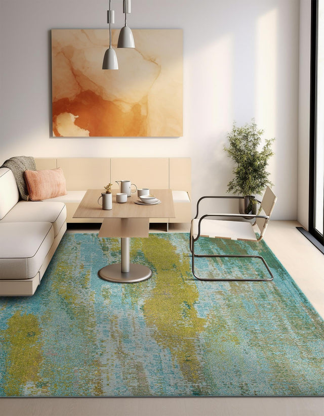 Turquoise 8' x 8' Jardin Square Area Rug 100% Polypropylene With Cotton Backing Colorful & Vivid Modern Carpet for Home Decor for Sale at Rug Engine